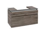 Villeroy und Boch Legato Waschtischunterschrank B681L0RK 100x55x50cm, Waschtisch mittig, mit LED-Beleuchtung, Stone Oak