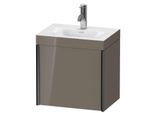 Duravit XViu Waschtisch-Unterschrank XV4631OB289C 45x33,3cm, 1 Tür, rechts, 1 Hahnloch, schwarz matt, Rahmen C, flannel grey hochglanz