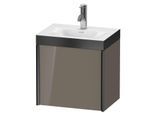 Duravit XViu Waschtisch-Unterschrank XV4631OB289P 45x33,3cm, 1 Tür, rechts, 1 Hahnloch, schwarz matt, Rahmen P, flannel grey hochglanz