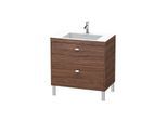 Duravit Brioso c-bonded Waschtisch mit Unterschrank 80 cm BR4701N1021 Waschtisch-Set, ohne Hahnloch, 80x48 cm, Nussbaum Dunkel/Chrom