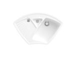 Villeroy und Boch Arena Eck Eckspüle 672901RW Ablaufgarnitur, Handbetätigung, Resteschale, Stone White