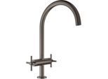 Grohe Atrio Spültisch-2-Griff-Armatur 30362AL0 hard graphite gebürstet, mit C-Auslauf mit Mousseur