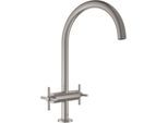 Grohe Atrio Spültisch-2-Griff-Armatur 30362DC0 supersteel, mit C-Auslauf mit Mousseur