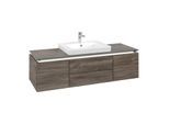 Villeroy und Boch Legato Waschtischunterschrank B682L0RK 120x38x50cm, Waschtisch mittig, mit LED-Beleuchtung, Stone Oak
