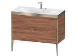 Duravit XViu Waschtisch-Unterschrank XV4711EB179P 100x48cm, 2 Auszüge, 2 Hahnlöcher, champagner matt, Rahmen P, nussbaum natur