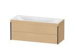 Duravit XViu Waschtisch-Unterschrank XV4617NB230C 120x48cm, 2 Schubkästen, ohne Hahnloch, schwarz matt, Rahmen C, Eiche natur