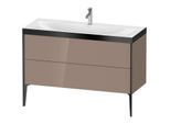 Duravit XViu Waschtisch-Unterschrank XV4712OB286P 120x48cm, 2 Schubkästen, 1 Hahnloch, schwarz matt, Rahmen P, cappucino hochglanz