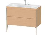Duravit XViu Waschtisch-Unterschrank XV4711EB112C 100x48cm, 2 Auszüge, 2 Hahnlöcher, champagner matt, Rahmen C, eiche gebürstet