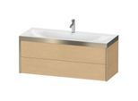Duravit XViu Waschtisch-Unterschrank XV4617OB130P 120x48cm, 2 Schubkästen, 1 Hahnloch, champagner matt, Rahmen P, Eiche natur