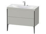 Duravit XViu Waschtisch-Unterschrank XV4711EB207C 100x48cm, 2 Auszüge, 2 Hahnlöcher, schwarz matt, Rahmen C, betongrau matt