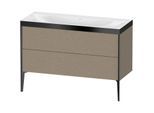Duravit XViu Waschtisch-Unterschrank XV4712NB211P 120x48cm, 2 Schubkästen, ohne Hahnloch, schwarz matt, Rahmen P, eiche kaschmir