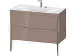 Duravit XViu Waschtisch-Unterschrank XV4711EB186C 100x48cm, 2 Auszüge, 2 Hahnlöcher, champagner matt, Rahmen C, cappucino hochglanz
