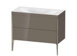 Duravit XViu Waschtisch-Unterschrank XV4711NB189C 100x48cm, 2 Auszüge, ohne Hahnloch, champagner matt, Rahmen C, flannel grey hochglanz