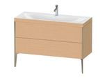 Duravit XViu Waschtisch-Unterschrank XV4712OB112C 120x48cm, 2 Schubkästen, 1 Hahnloch, champagner matt, Rahmen C, eiche gebürstet