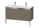 Duravit XViu Waschtisch-Unterschrank XV4713OB190P 120x48cm, 2 Auszüge, ohne Hahnloch, champagner matt, Rahmen P, flannel grey seidenmatt