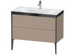 Duravit XViu Waschtisch-Unterschrank XV4711OB275P 100x48cm, 2 Auszüge, 1 Hahnloch, schwarz matt, Rahmen P, leinen