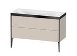 Duravit XViu Waschtisch-Unterschrank XV4712NB291P 120x48cm, 2 Schubkästen, ohne Hahnloch, schwarz matt, Rahmen P, taupe matt