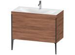 Duravit XViu Waschtisch-Unterschrank XV4711OB279C 100x48cm, 2 Auszüge, 1 Hahnloch, schwarz matt, Rahmen C, nussbaum natur