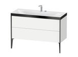 Duravit XViu Waschtisch-Unterschrank XV4712EB218P 120x48cm, 2 Schubkästen, 2 Hahnlöcher, schwarz matt, Rahmen P, weiß matt