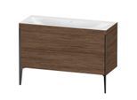 Duravit XViu Waschtisch-Unterschrank XV4712NB221C 120x48cm, 2 Schubkästen, ohne Hahnloch, schwarz matt, Rahmen C, nussbaum dunkel