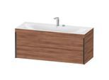 Duravit XViu Waschtisch-Unterschrank XV4617EB279C 120x48cm, 2 Schubkästen, 2 Hahnlöcher, schwarz matt, Rahmen C, nussbaum natur