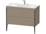 Duravit XViu Waschtisch-Unterschrank XV4711EB211C 100x48cm, 2 Auszüge, 2 Hahnlöcher, schwarz matt, Rahmen C, eiche kaschmir