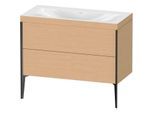 Duravit XViu Waschtisch-Unterschrank XV4711NB212C 100x48cm, 2 Auszüge, ohne Hahnloch, schwarz matt, Rahmen C, eiche gebürstet