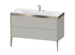 Duravit XViu Waschtisch-Unterschrank XV4712NB235P 120x48cm, 2 Schubkästen, ohne Hahnloch, schwarz matt, Rahmen P, Eiche terra