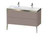 Duravit XViu Waschtisch-Unterschrank XV4713OB143P 120x48cm, 2 Auszüge, ohne Hahnloch, champagner matt, Rahmen P, basalt matt