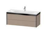 Duravit XViu Waschtisch-Unterschrank XV4617OB275P 120x48cm, 2 Schubkästen, 1 Hahnloch, schwarz matt, Rahmen P, leinen