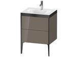 Duravit XViu Waschtisch-Unterschrank XV4709OB289P 60x48cm, 2 Auszüge, 1 Hahnloch, schwarz matt, Rahmen P, flannel grey hochglanz