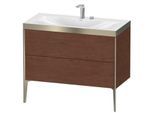 Duravit XViu Waschtisch-Unterschrank XV4711EB113P 100x48cm, 2 Auszüge, 2 Hahnlöcher, champagner matt, Rahmen P, amerikanischer nussbaum