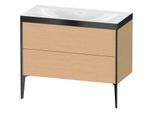 Duravit XViu Waschtisch-Unterschrank XV4711NB212P 100x48cm, 2 Auszüge, ohne Hahnloch, schwarz matt, Rahmen P, eiche gebürstet