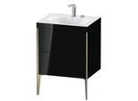 Duravit XViu Waschtisch-Unterschrank XV4709EB140C 60x48cm, 2 Auszüge, 2 Hahnlöcher, champagner matt, Rahmen C, schwarz hochglanz
