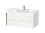 Duravit XViu Waschtisch-Unterschrank XV4616EB118C 100x48cm, 2 Schubkästen, 2 Hahnlöcher, champagner matt, Rahmen C, weiß matt