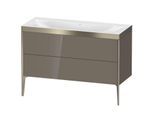 Duravit XViu Waschtisch-Unterschrank XV4712NB189P 120x48cm, 2 Schubkästen, ohne Hahnloch, champagner matt, Rahmen P, flannel grey hochglanz