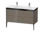 Duravit XViu Waschtisch-Unterschrank XV4713OB289P 120x48cm, 2 Auszüge, ohne Hahnloch, schwarz matt, Rahmen P, flannel grey hochglanz