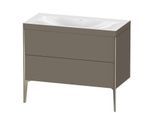 Duravit XViu Waschtisch-Unterschrank XV4711NB190C 100x48cm, 2 Auszüge, ohne Hahnloch, champagner matt, Rahmen C, flannel grey seidenmatt