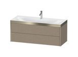 Duravit XViu Waschtisch-Unterschrank XV4617OB111P 120x48cm, 2 Schubkästen, 1 Hahnloch, champagner matt, Rahmen P, eiche kaschmir