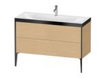 Duravit XViu Waschtisch-Unterschrank XV4712OB230P 120x48cm, 2 Schubkästen, 1 Hahnloch, schwarz matt, Rahmen P, Eiche natur