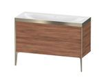 Duravit XViu Waschtisch-Unterschrank XV4712NB179P 120x48cm, 2 Schubkästen, ohne Hahnloch, champagner matt, Rahmen P, nussbaum natur