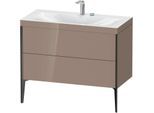 Duravit XViu Waschtisch-Unterschrank XV4711EB286C 100x48cm, 2 Auszüge, 2 Hahnlöcher, schwarz matt, Rahmen C, cappucino hochglanz