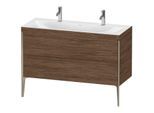 Duravit XViu Waschtisch-Unterschrank XV4713OB121C 120x48cm, 2 Auszüge, ohne Hahnloch, champagner matt, Rahmen C, nussbaum dunkel