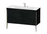 Duravit XViu Waschtisch-Unterschrank XV4712EB116C 120x48cm, 2 Schubkästen, 2 Hahnlöcher, champagner matt, Rahmen C, Eiche schwarz