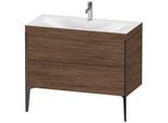 Duravit XViu Waschtisch-Unterschrank XV4711OB221C 100x48cm, 2 Auszüge, 1 Hahnloch, schwarz matt, Rahmen C, nussbaum dunkel