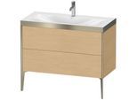 Duravit XViu Waschtisch-Unterschrank XV4711OB130P 100x48cm, 2 Auszüge, 1 Hahnloch, champagner matt, Rahmen P, Eiche natur