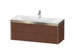 Duravit XViu Waschtisch-Unterschrank XV4617OB113P 120x48cm, 2 Schubkästen, 1 Hahnloch, champagner matt, Rahmen P, amerikanischer nussbaum
