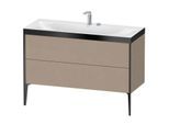 Duravit XViu Waschtisch-Unterschrank XV4712EB275P 120x48cm, 2 Schubkästen, 2 Hahnlöcher, schwarz matt, Rahmen P, leinen