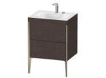 Duravit XViu Waschtisch-Unterschrank XV4709EB172C 60x48cm, 2 Auszüge, 2 Hahnlöcher, champagner matt, Rahmen C, eiche dunkel gebürstet