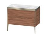Duravit XViu Waschtisch-Unterschrank XV4711NB179P 100x48cm, 2 Auszüge, ohne Hahnloch, champagner matt, Rahmen P, nussbaum natur